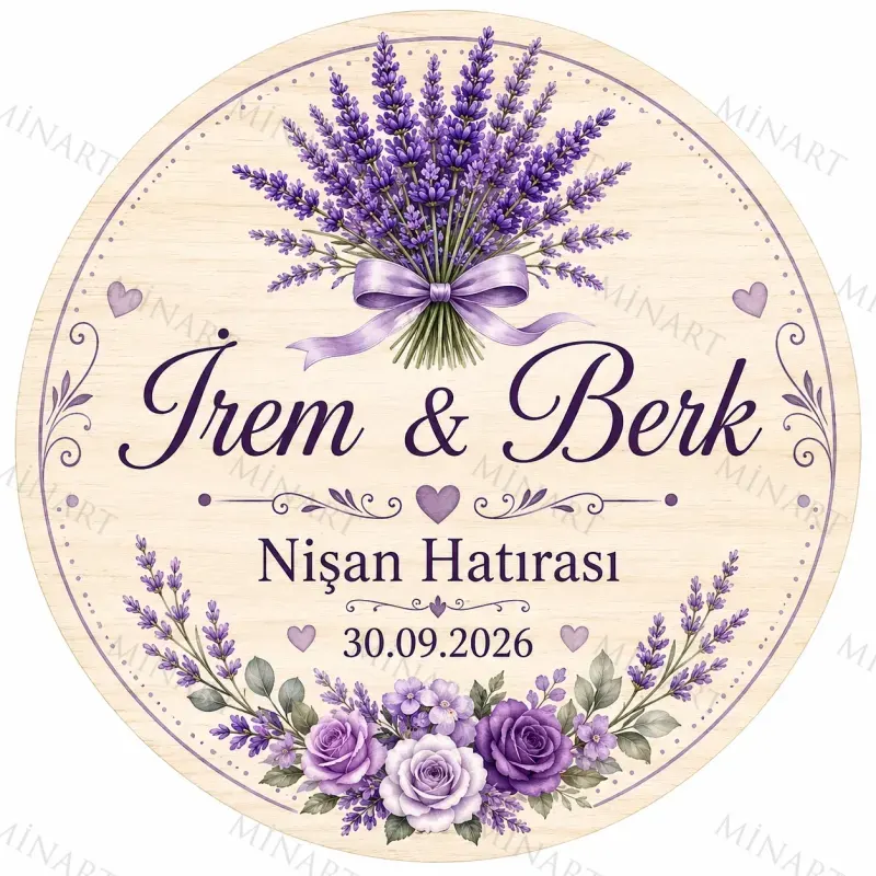 Kişiye Özel Söz Nişan Nikah Düğün Kına Magneti, Pembe Çiçekli Hatıra Magneti, Yuvarlak Magnet