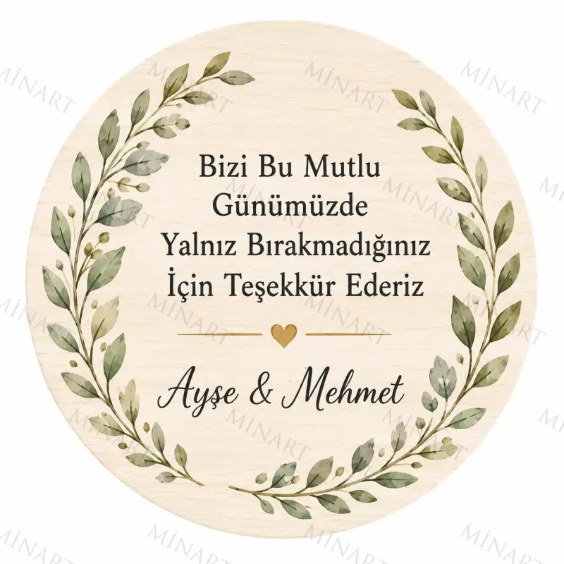 Kişiye Özel Söz Nişan Nikah Düğün Kına Magneti, Gold Detaylı Hatıra Magneti, Yuvarlak Magnet