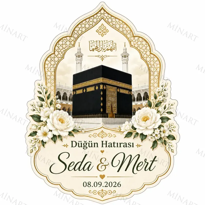 Kişiye Özel İslami Motifli Magnet, Dini Nikah Kına Söz Nişan Düğün Hatırası, Özel Tasarım Magnet