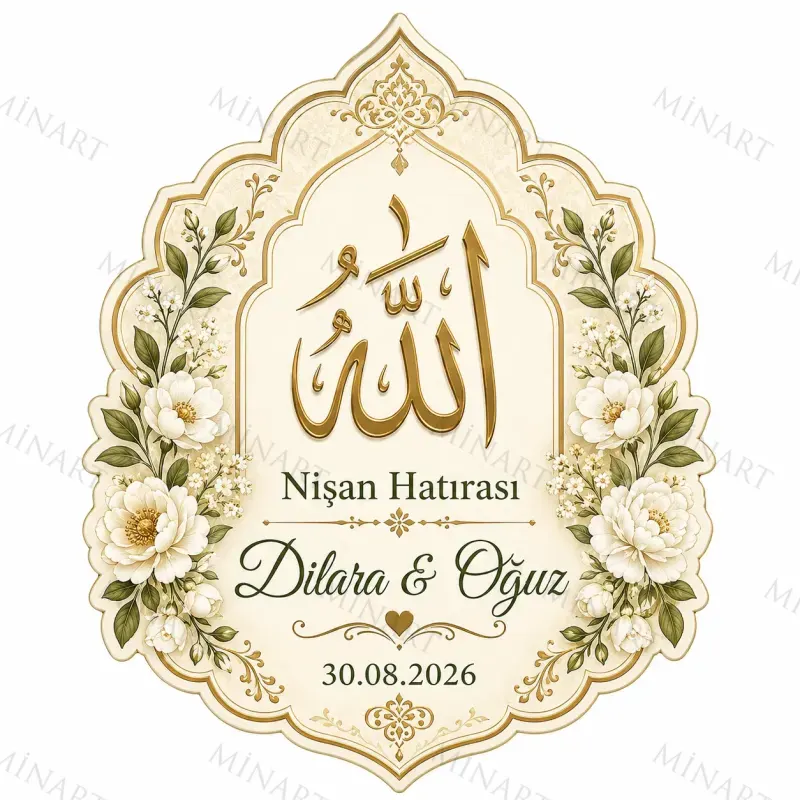 Kişiye Özel İslami Motifli Magnet, Dini Nikah Kına Söz Nişan Düğün Hatırası, Özel Tasarım Magnet