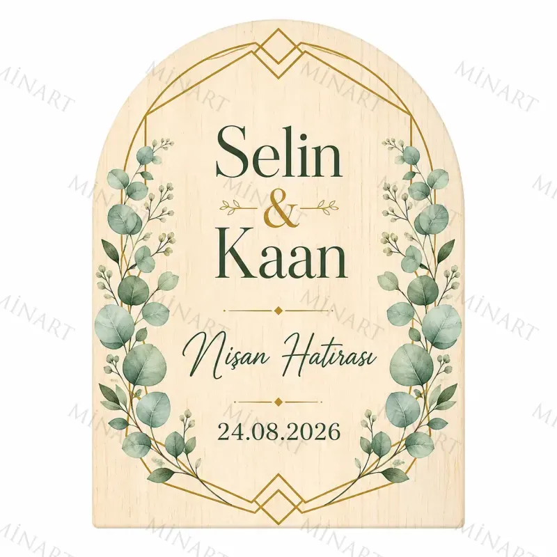 Kişiye Özel Söz Nişan Nikah Düğün Kına Magneti, Gold Detaylı Hatıra Magneti, Özel Kesim Magnet