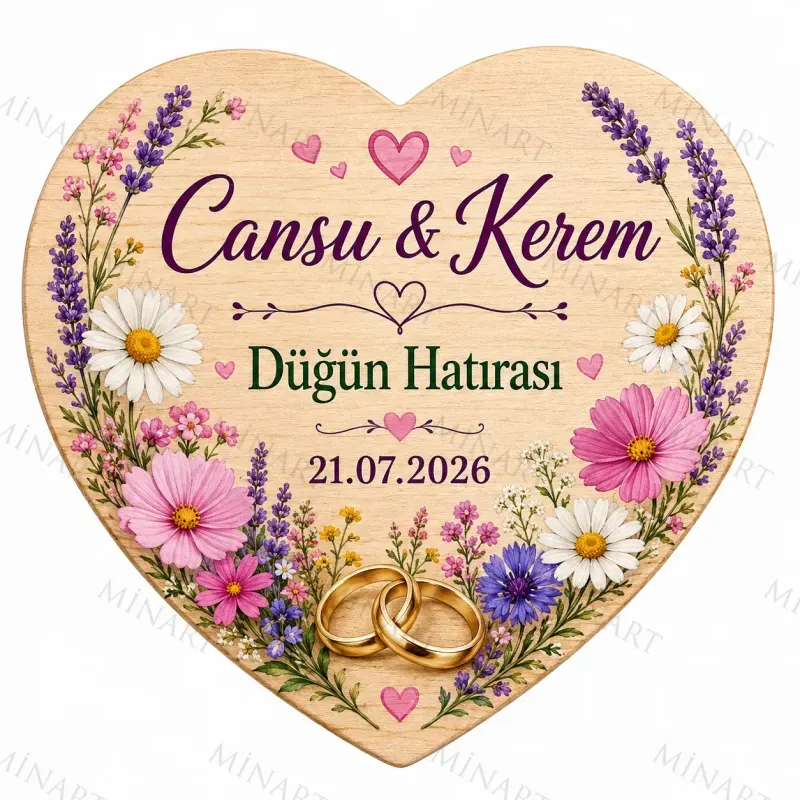 Kişiye Özel Ahşap Söz Nişan Nikah Düğün Kına Magneti, Kırmızı Detaylı Hatıra Magneti, Yuvarlak Ahşap Magnet