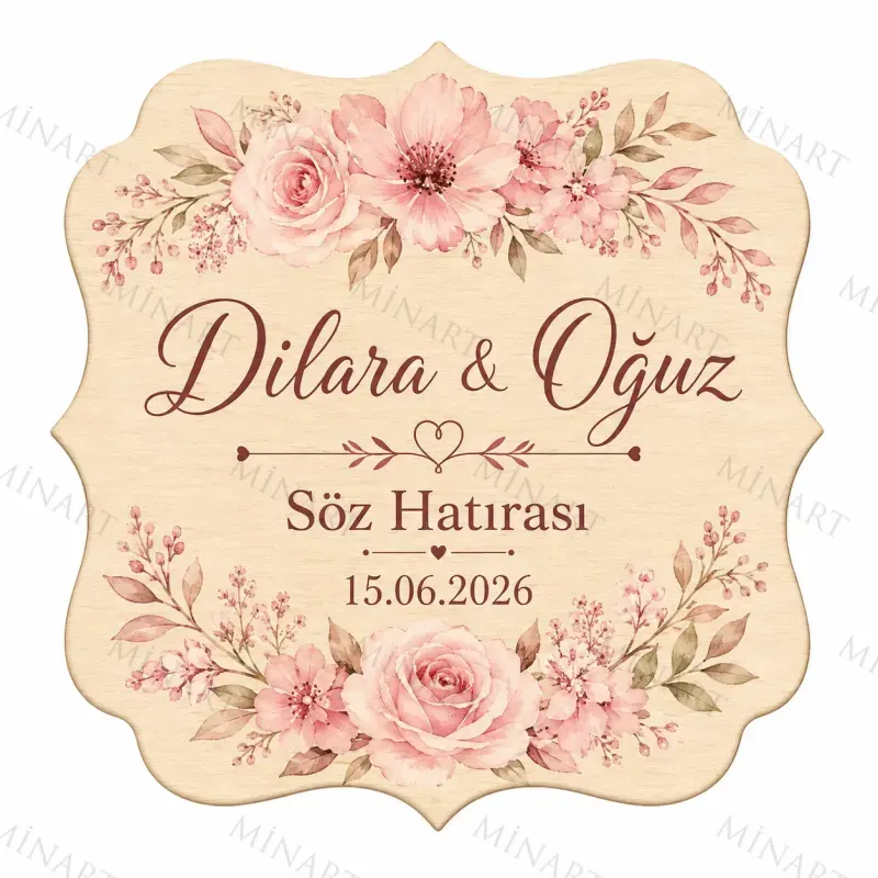 Kişiye Özel Söz Nişan Nikah Düğün Kına Magneti, Kırmızı Detaylı Hatıra Magneti, Yuvarlak Magnet