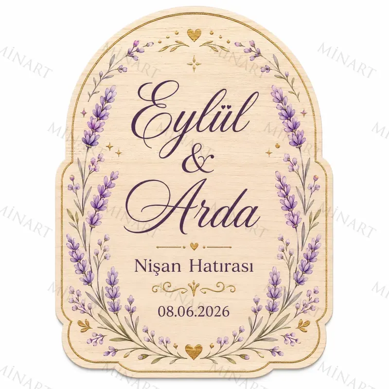 Kişiye Özel Ahşap Söz Nişan Nikah Düğün Kına Magneti, Pembe Çiçekli Hatıra Magneti, Özel Kesim Ahşap Magnet
