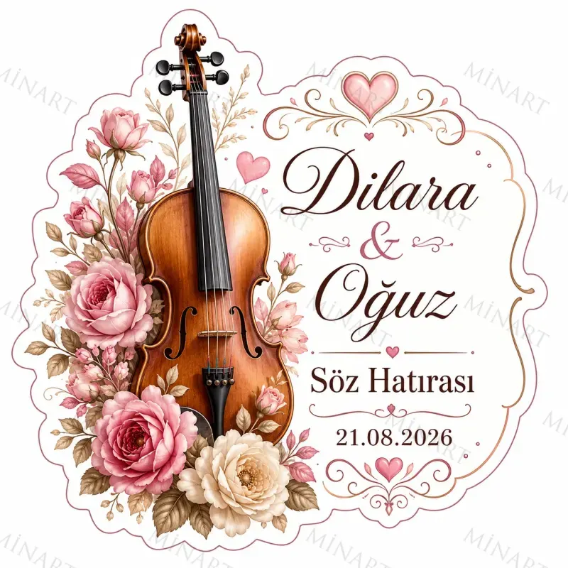 Kişiye Özel Keman Magneti, Müzik Temalı Söz Nişan Düğün Hatırası, Özel Kesim Magnet