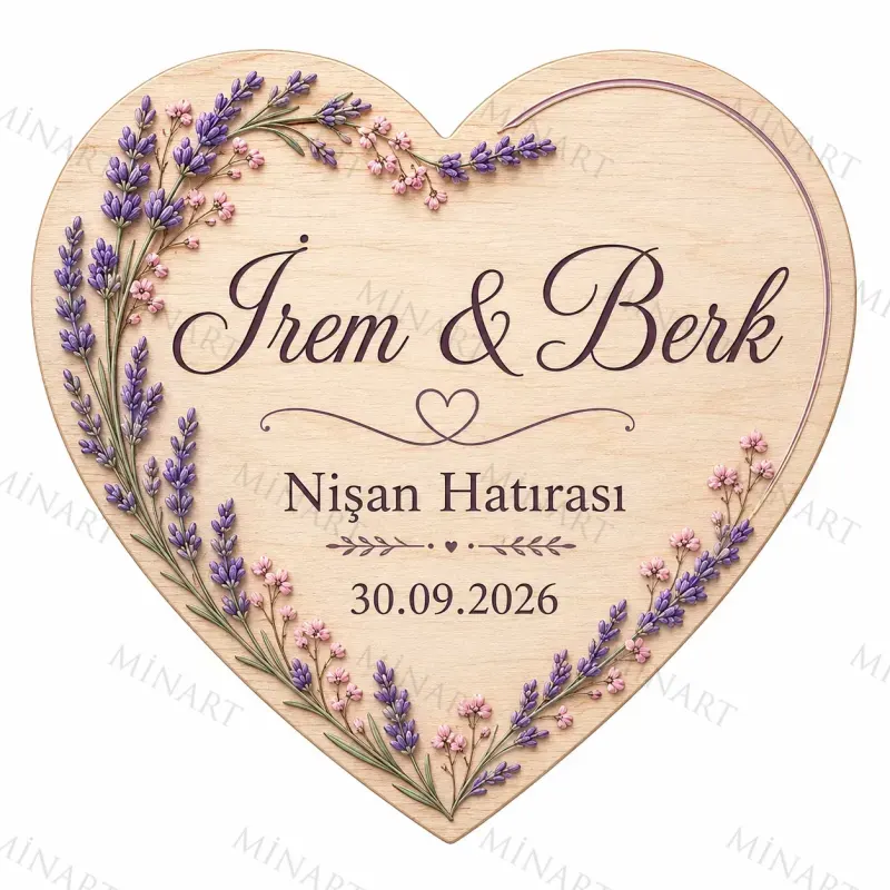 Kişiye Özel Ahşap Söz Nişan Nikah Düğün Kına Magneti, Kırmızı Detaylı Hatıra Magneti, Kalp Ahşap Magnet