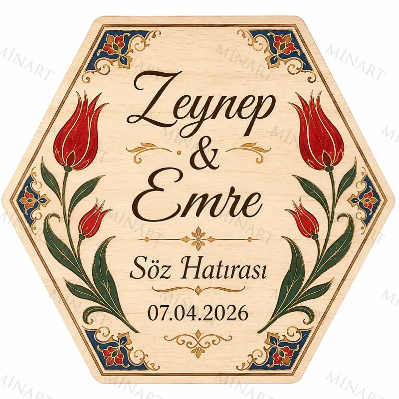 Kişiye Özel Söz Nişan Nikah Düğün Kına Magneti, Kırmızı Detaylı Hatıra Magneti, Yuvarlak Magnet