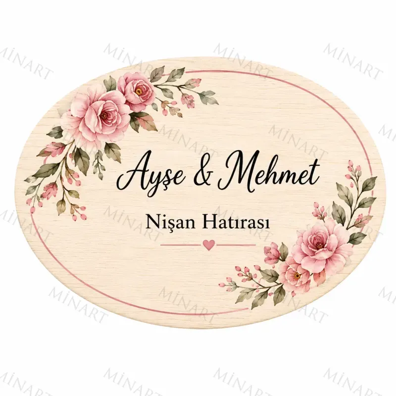 Kişiye Özel Söz Nişan Nikah Düğün Kına Magneti, Kırmızı Detaylı Hatıra Magneti, Dikdörtgen Magnet