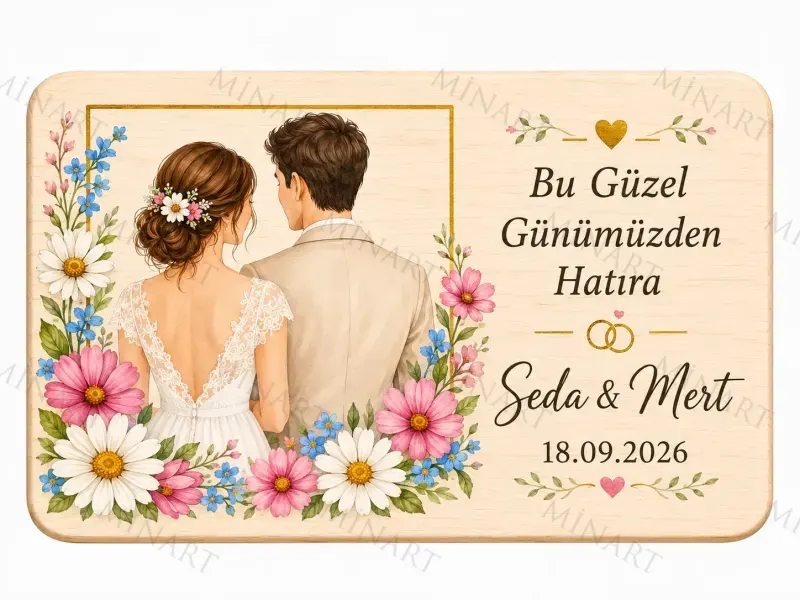 Kişiye Özel Fotoğraflı Magnet, Çift Fotoğraflı Söz Nişan Düğün Hatırası, Dikdörtgen Magnet