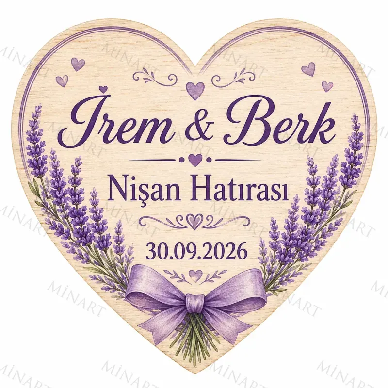 Kişiye Özel Söz Nişan Nikah Düğün Kına Magneti, Pembe Çiçekli Hatıra Magneti, Kalp Magnet