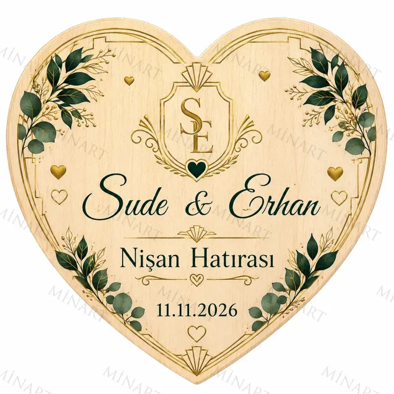 Kişiye Özel Söz Nişan Nikah Düğün Kına Magneti, Gold Detaylı Hatıra Magneti, Kalp Magnet