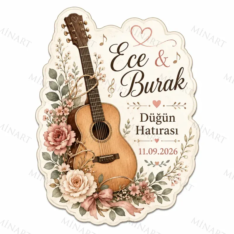 Kişiye Özel Gitar Magneti, Müzik Temalı Söz Nişan Düğün Hatırası, Özel Kesim Magnet