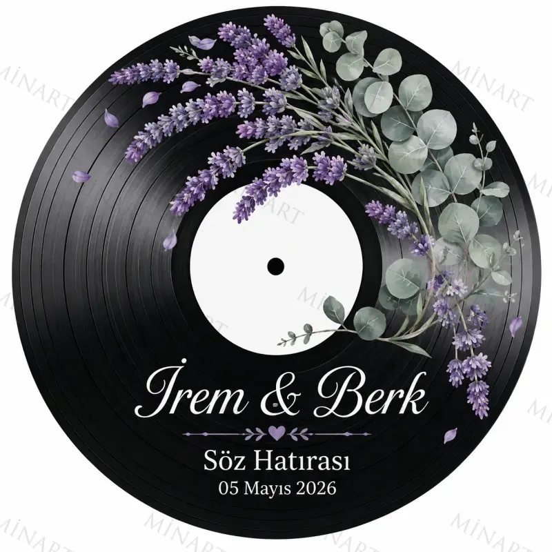 Kişiye Özel Plak Magneti, Vintage Vinyl Tasarımlı Söz Nişan Düğün Kına Hatırası, Yuvarlak Magnet