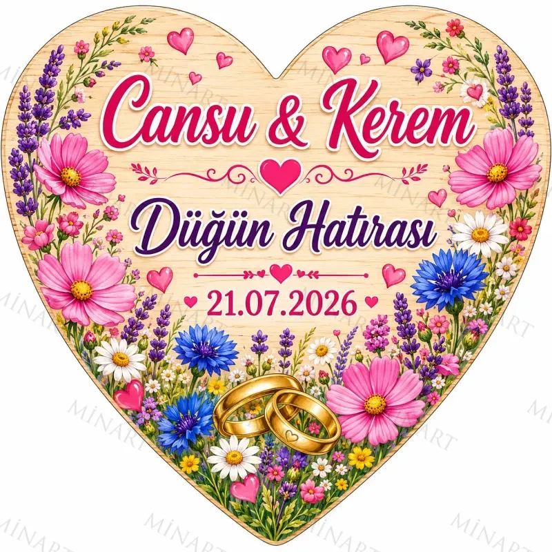 Kişiye Özel Söz Nişan Nikah Düğün Kına Magneti, Çini Desenli Mavi Kırmızı Hatıra Magneti, Kalp Magnet