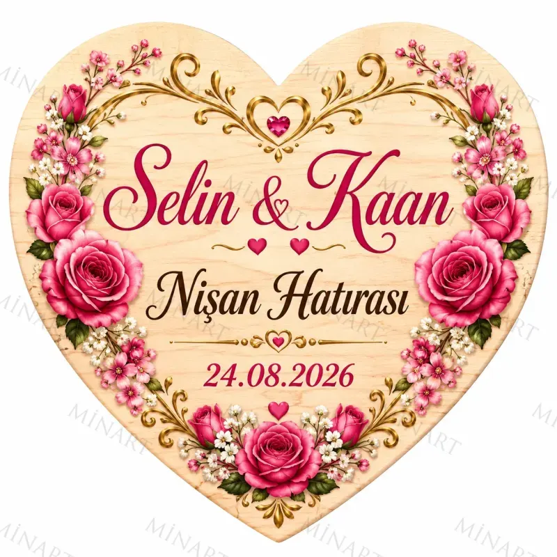 Kişiye Özel Söz Nişan Nikah Düğün Kına Magneti, Kırmızı Detaylı Hatıra Magneti, Kalp Magnet